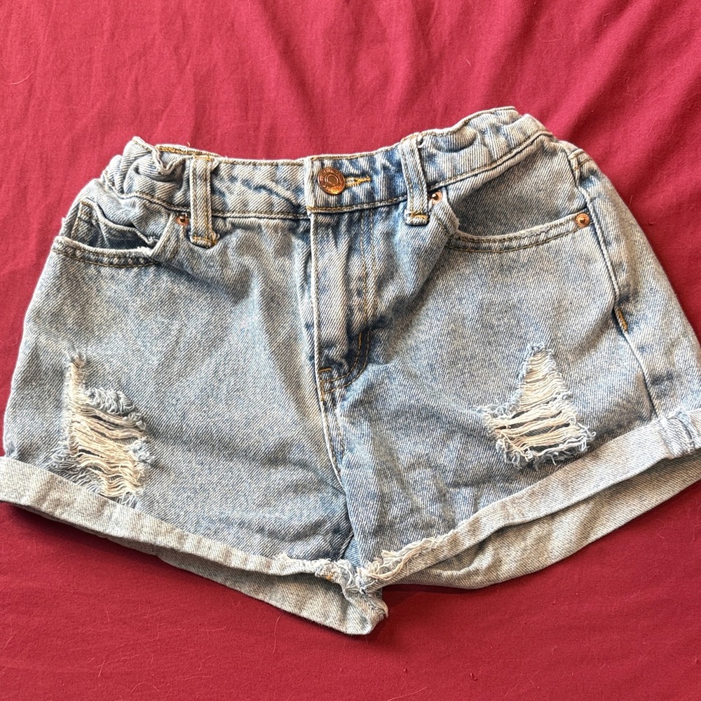Forever 21 Light Blue Distressed Jean Shorts
